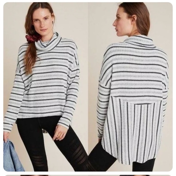 Anthropologie Saturday Sunday Sweater Stripe Pippa Hacci Turtleneck - Picture 2 of 5